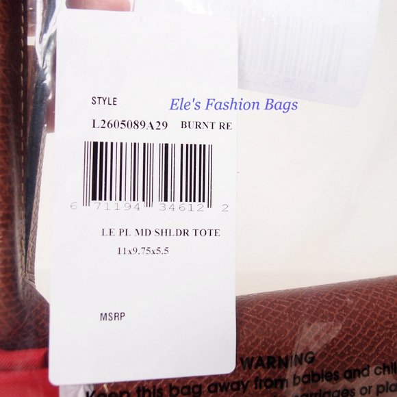 NWT LONGCHAMP Le Pliage Medium/Small Shoulder Tote Burnt Red AUTHENTIC - Picture 5 of 16